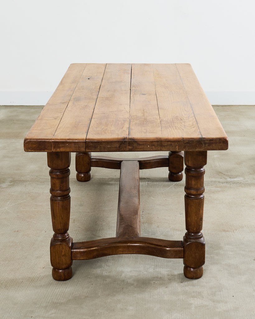 Country English Provincial Oak Farmhouse Trestle Dining Table