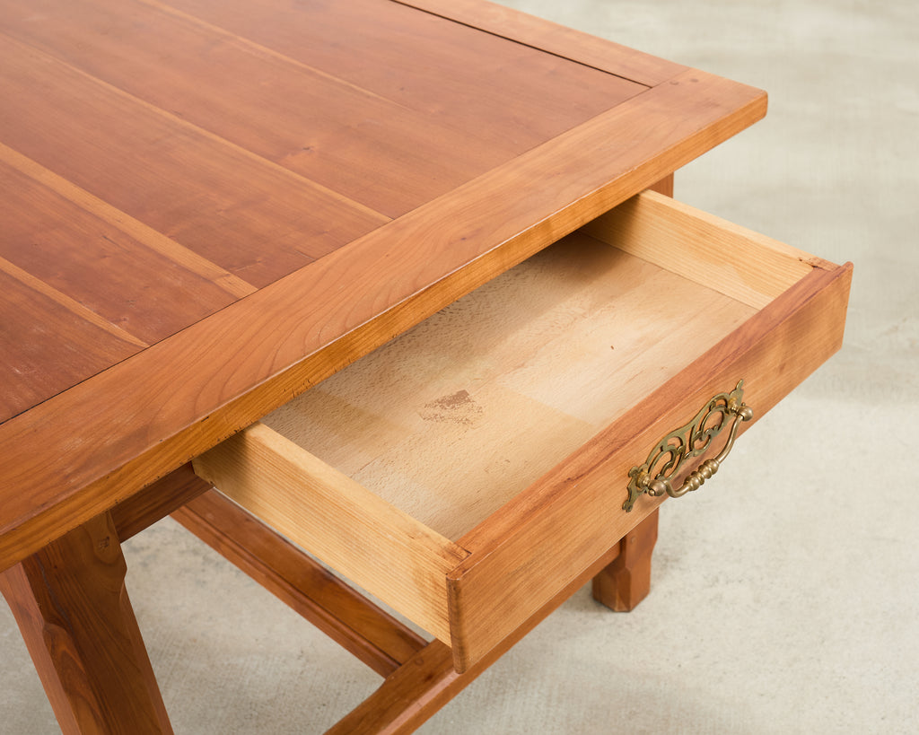 Country French Provincial Fruitwood Farmhouse Trestle Dining Table