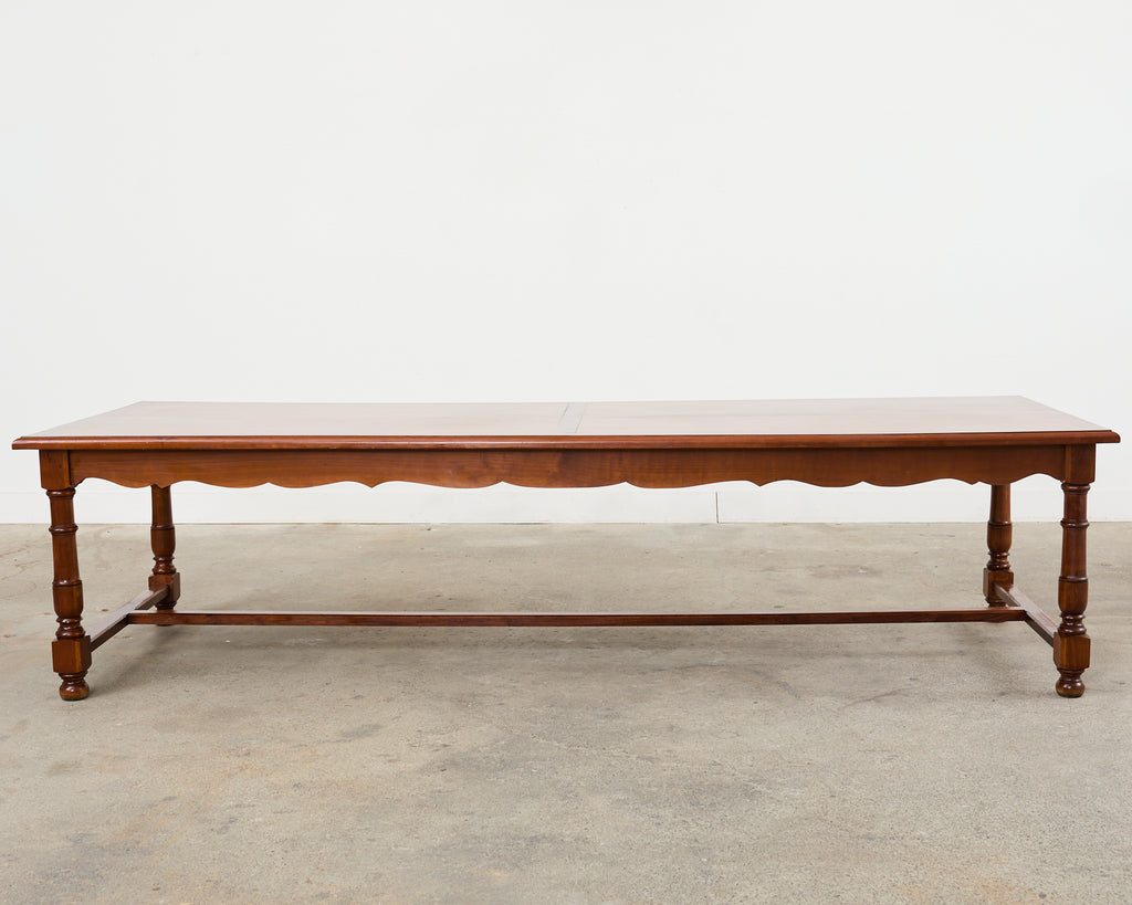 Country French Provincial Fruitwood Farmhouse Trestle Dining Table