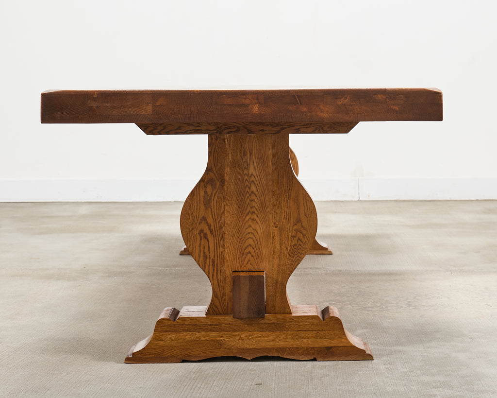 Country French Oak Farmhouse Trestle Dining Table 7.8 Ft