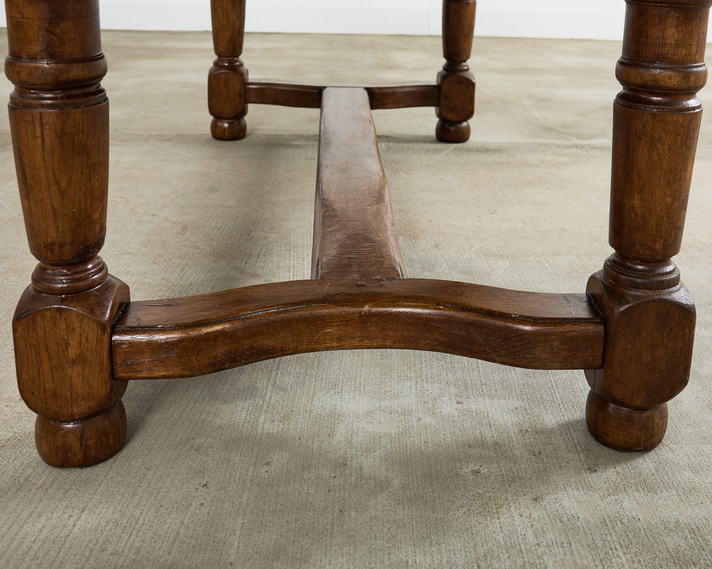 Country English Provincial Oak Farmhouse Trestle Dining Table