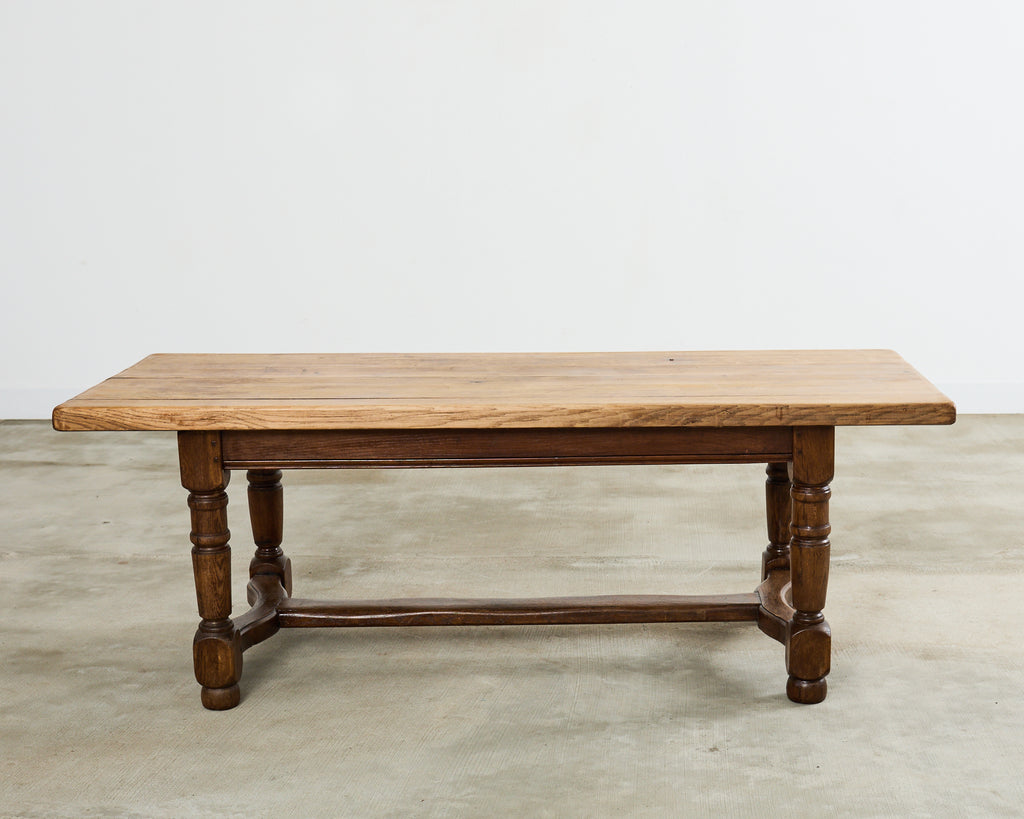 Country English Provincial Oak Farmhouse Trestle Dining Table