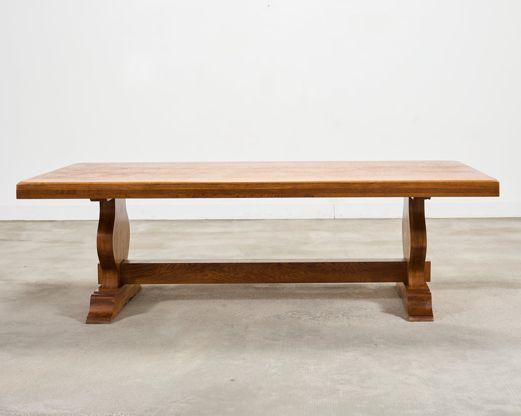 Country French Oak Farmhouse Trestle Dining Table 7.8 Ft