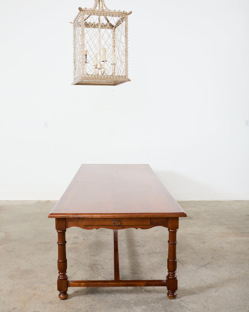 Country French Provincial Fruitwood Farmhouse Trestle Dining Table