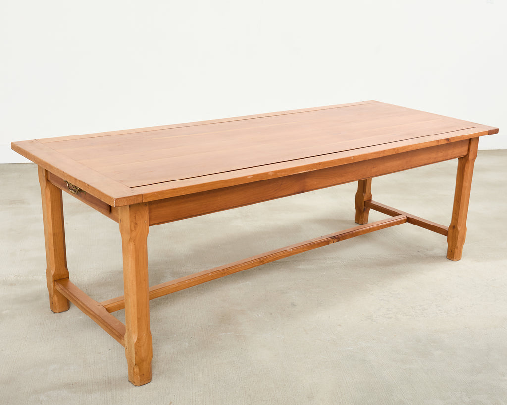 Country French Provincial Fruitwood Farmhouse Trestle Dining Table