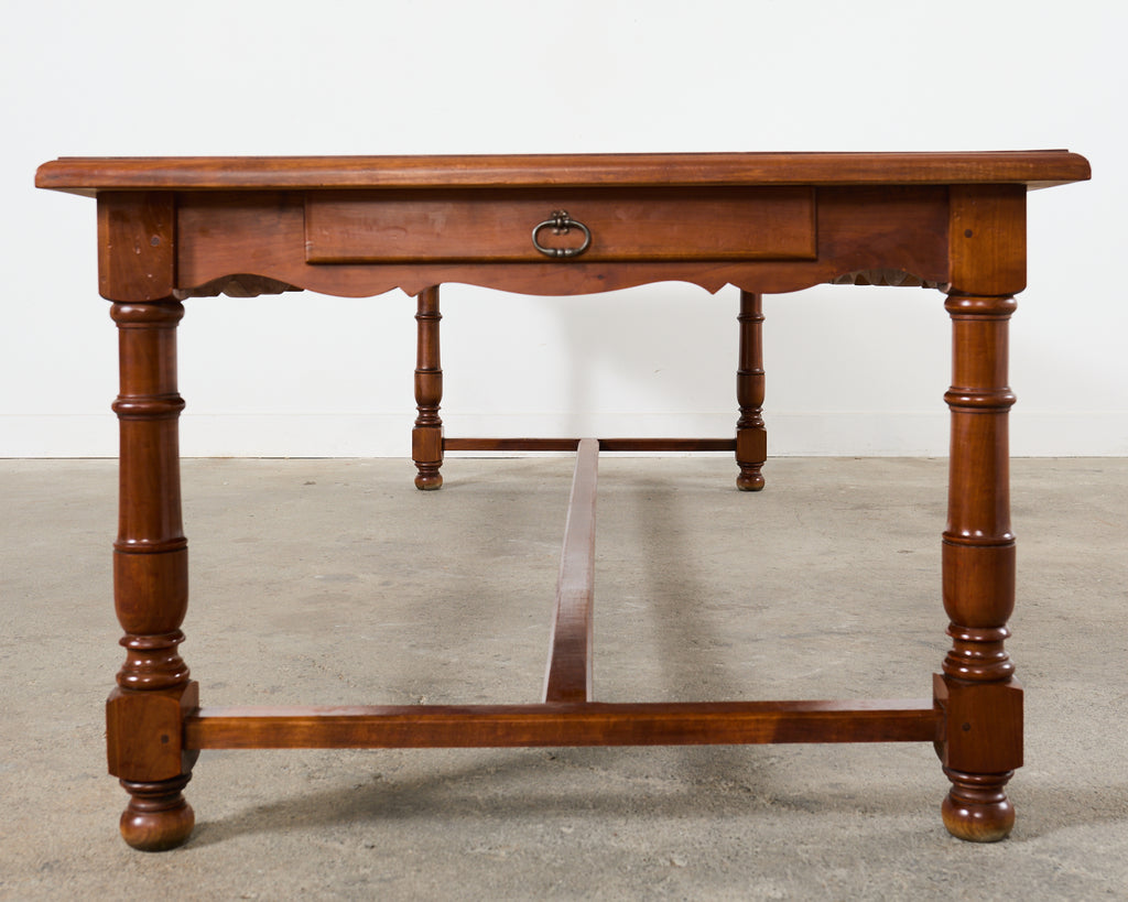 Country French Provincial Fruitwood Farmhouse Trestle Dining Table