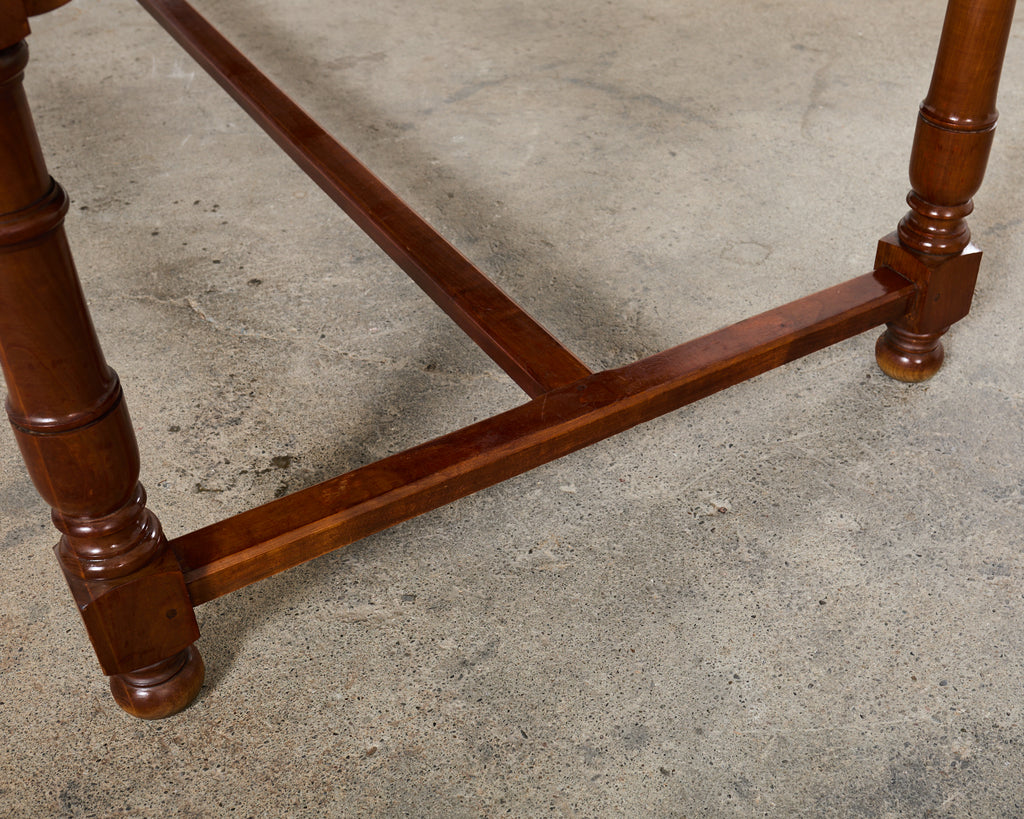 Country French Provincial Fruitwood Farmhouse Trestle Dining Table