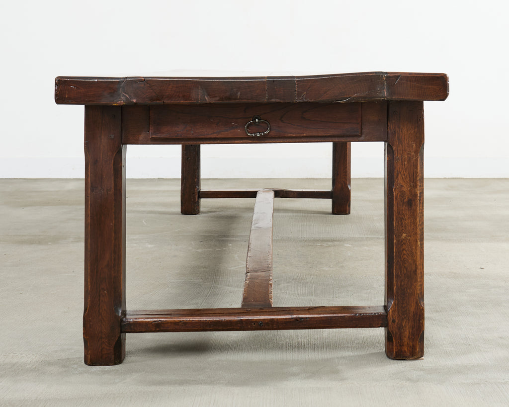19th Century Country French Oak Farmhouse Trestle Table 9.5 Ft