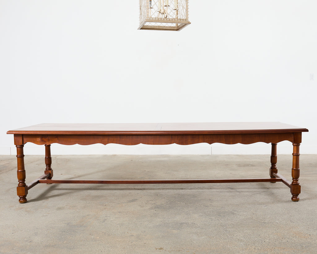 Country French Provincial Fruitwood Farmhouse Trestle Dining Table