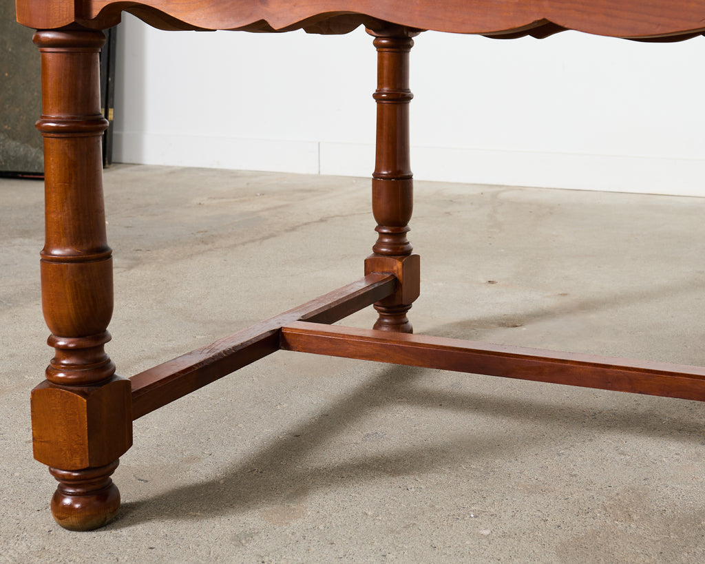 Country French Provincial Fruitwood Farmhouse Trestle Dining Table