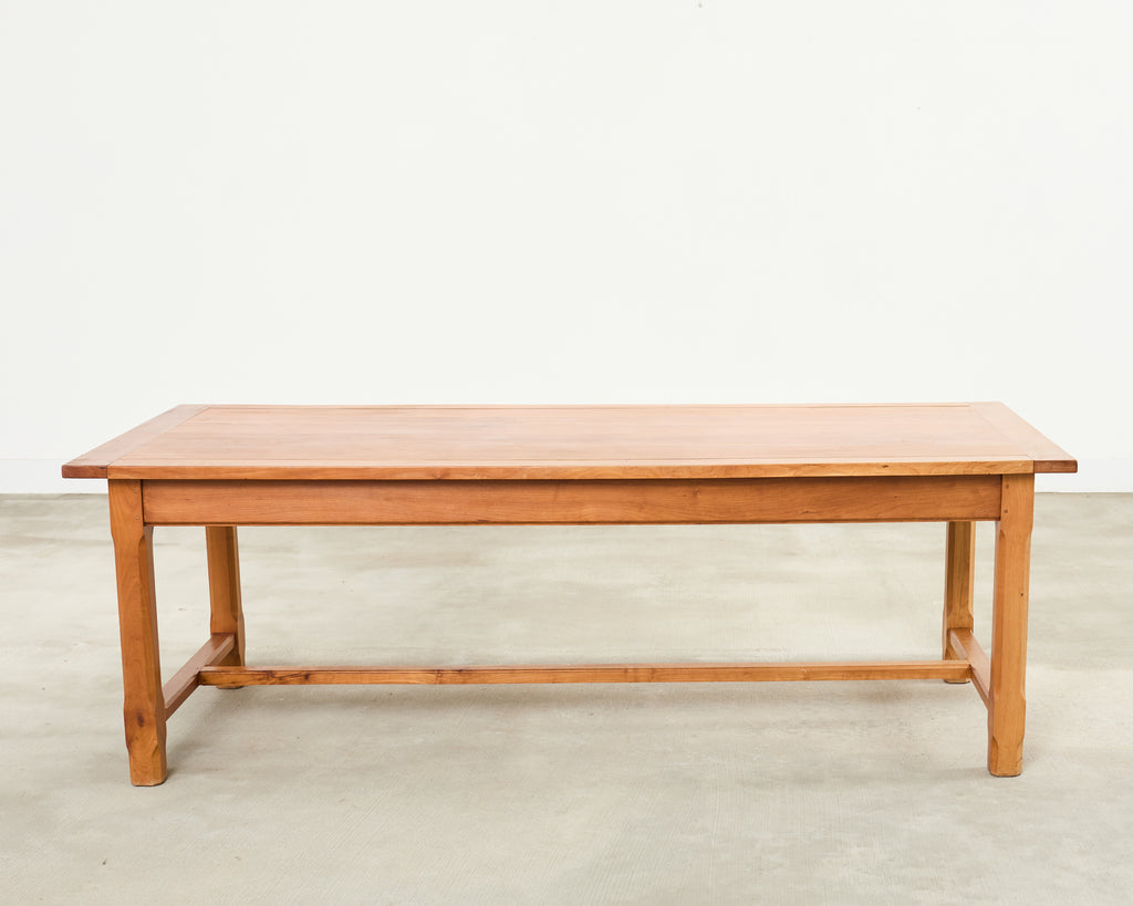 Country French Provincial Fruitwood Farmhouse Trestle Dining Table