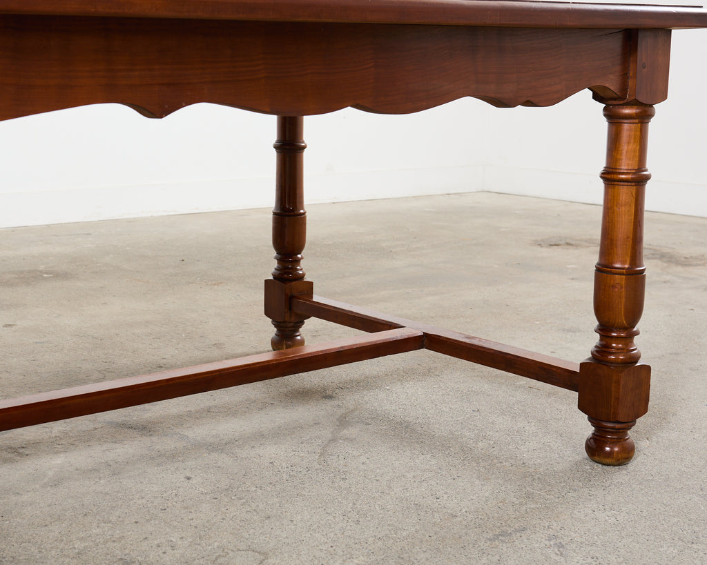Country French Provincial Fruitwood Farmhouse Trestle Dining Table