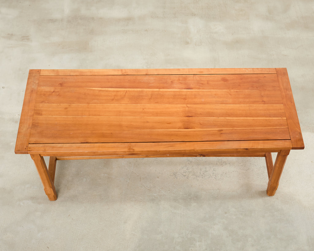 Country French Provincial Fruitwood Farmhouse Trestle Dining Table