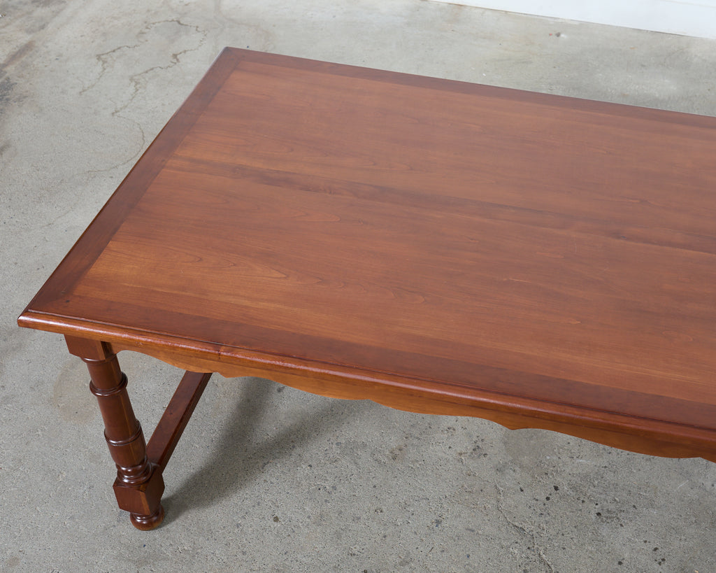 Country French Provincial Fruitwood Farmhouse Trestle Dining Table