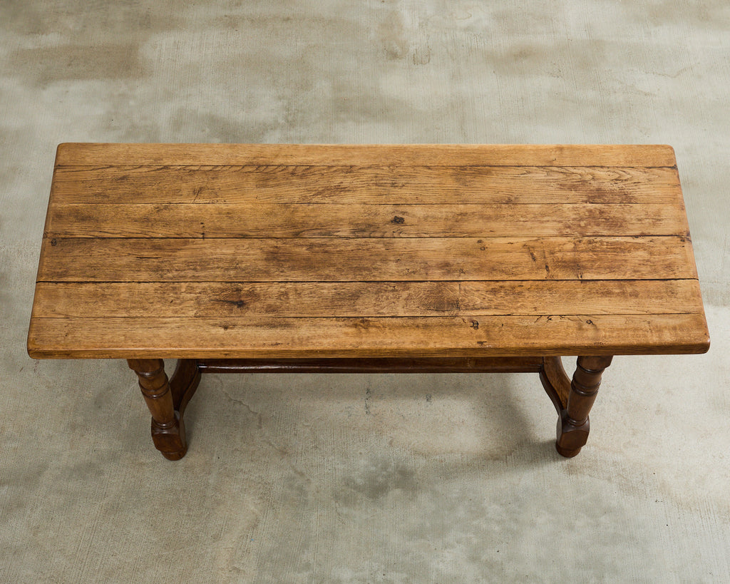 Country English Provincial Oak Farmhouse Trestle Dining Table