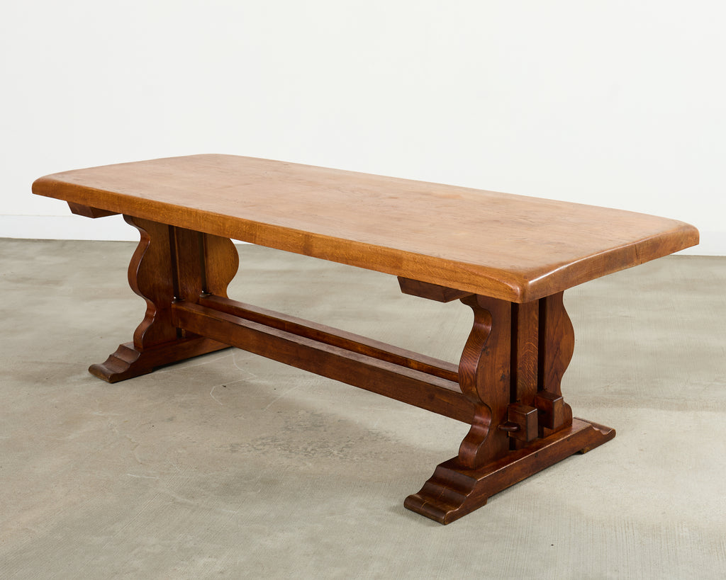 Country French Oak Farmhouse Trestle Dining Table 8 Ft.