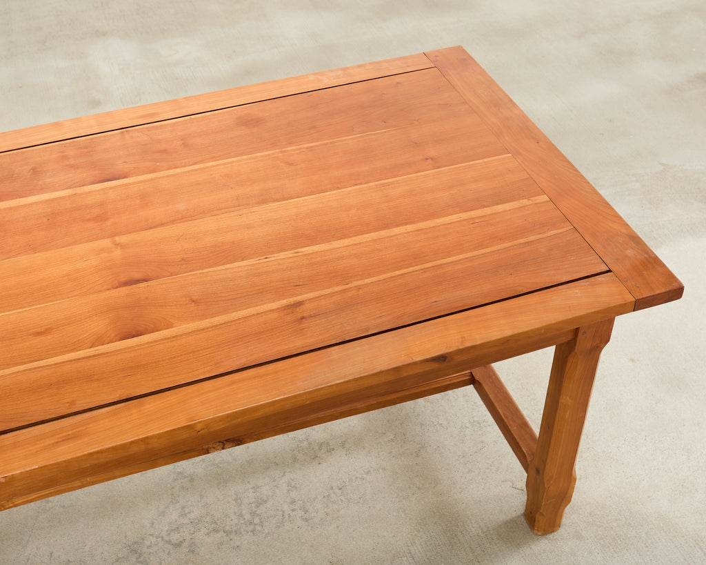 Country French Provincial Fruitwood Farmhouse Trestle Dining Table