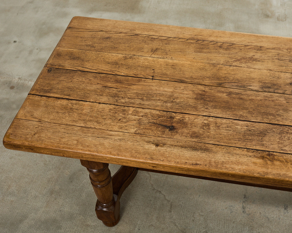 Country English Provincial Oak Farmhouse Trestle Dining Table