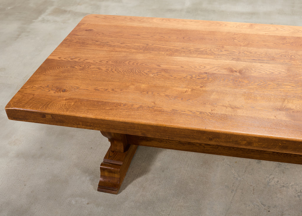 Country French Oak Farmhouse Trestle Dining Table 7.8 Ft