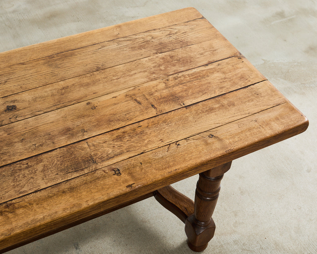 Country English Provincial Oak Farmhouse Trestle Dining Table