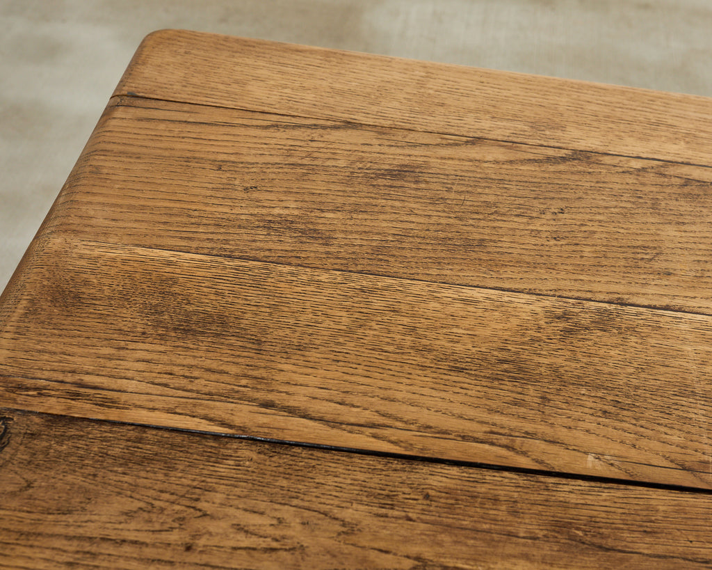 Country English Provincial Oak Farmhouse Trestle Dining Table