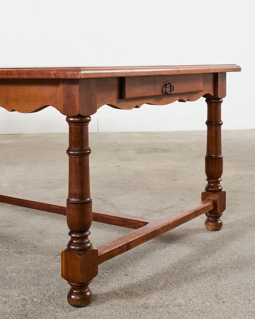 Country French Provincial Fruitwood Farmhouse Trestle Dining Table