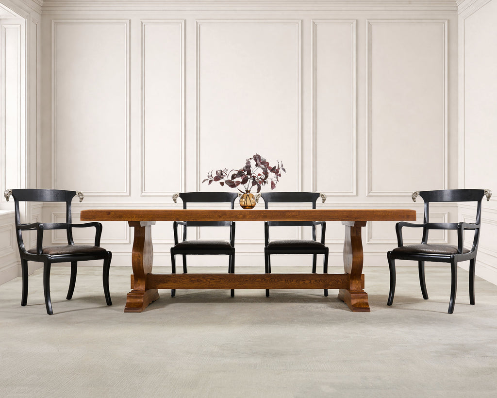 Country French Oak Farmhouse Trestle Dining Table 7.8 Ft
