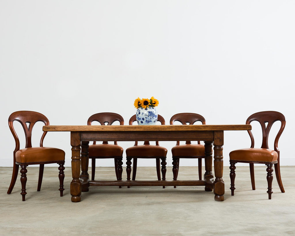 Country English Provincial Oak Farmhouse Trestle Dining Table