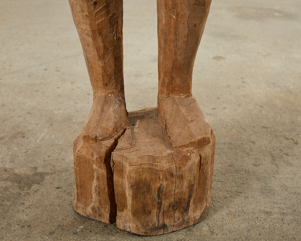 Tribal Style Carved Wood Standing Figure Sculpture