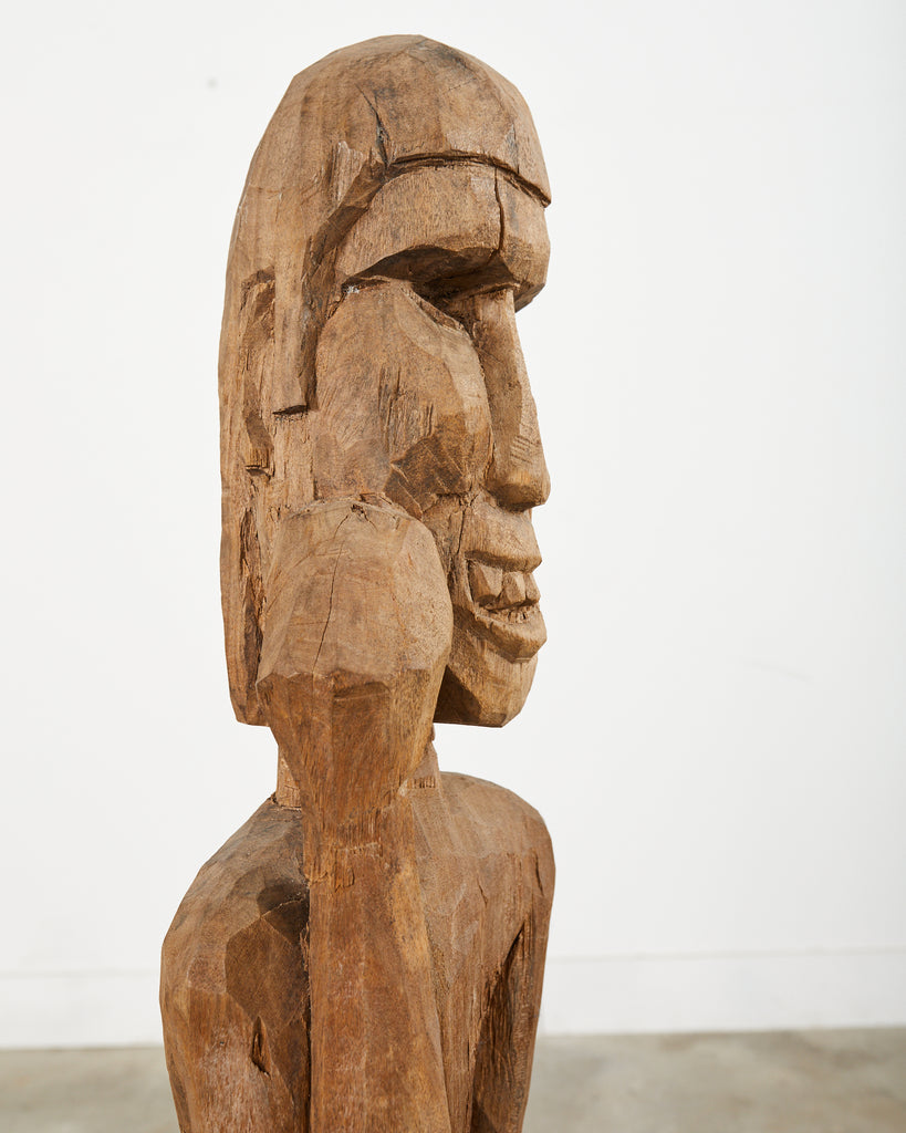 Tribal Style Carved Wood Standing Figure Sculpture