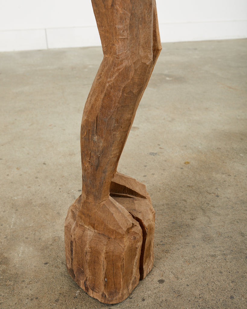 Tribal Style Carved Wood Standing Figure Sculpture