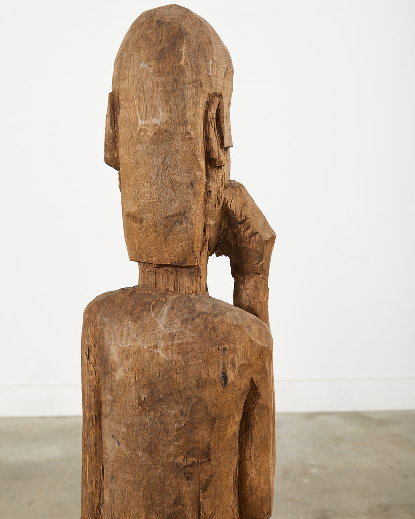 Tribal Style Carved Wood Standing Figure Sculpture