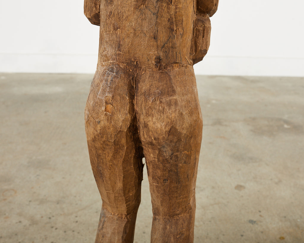 Tribal Style Carved Wood Standing Figure Sculpture
