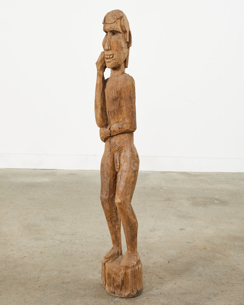 Tribal Style Carved Wood Standing Figure Sculpture