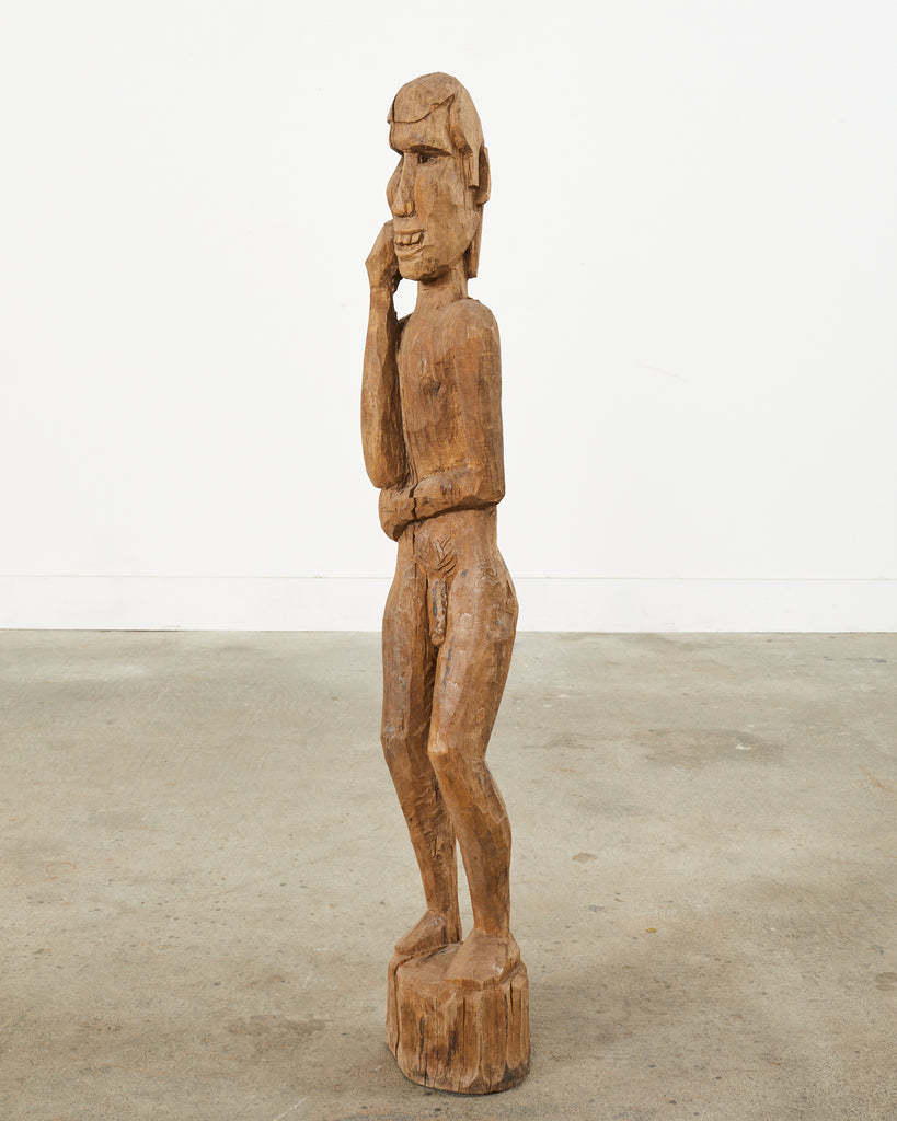 Tribal Style Carved Wood Standing Figure Sculpture