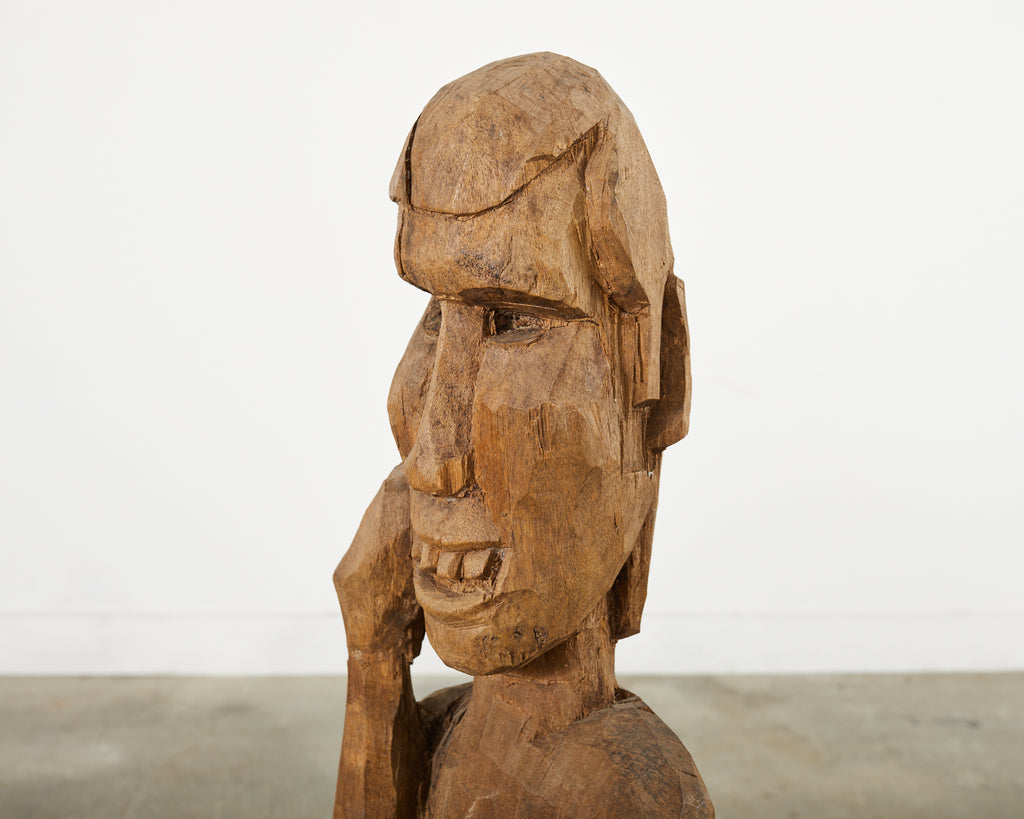 Tribal Style Carved Wood Standing Figure Sculpture