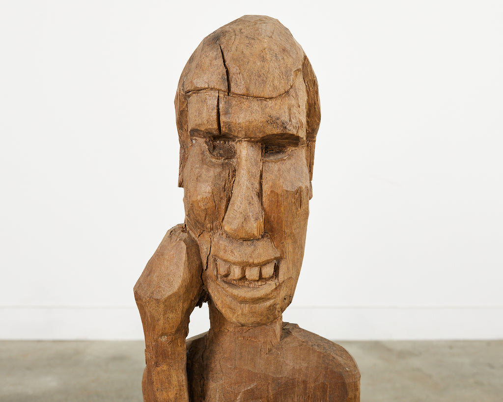 Tribal Style Carved Wood Standing Figure Sculpture