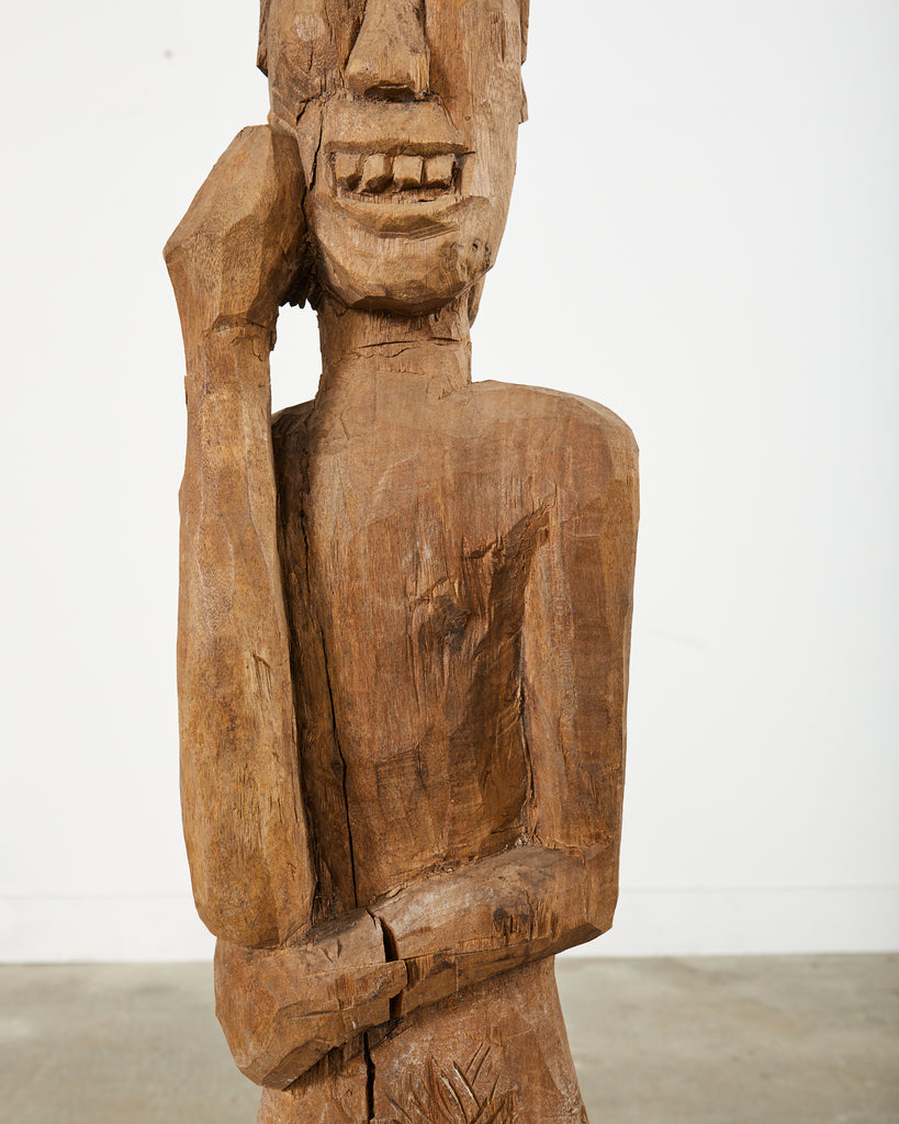 Tribal Style Carved Wood Standing Figure Sculpture