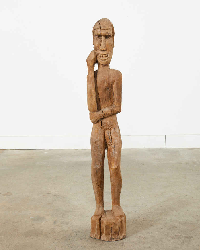 Tribal Style Carved Wood Standing Figure Sculpture