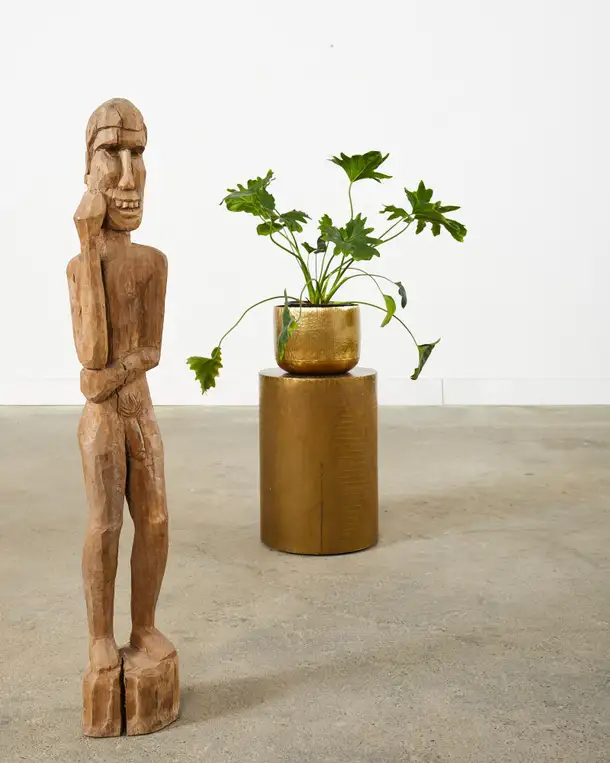 Tribal Style Carved Wood Standing Figure Sculpture