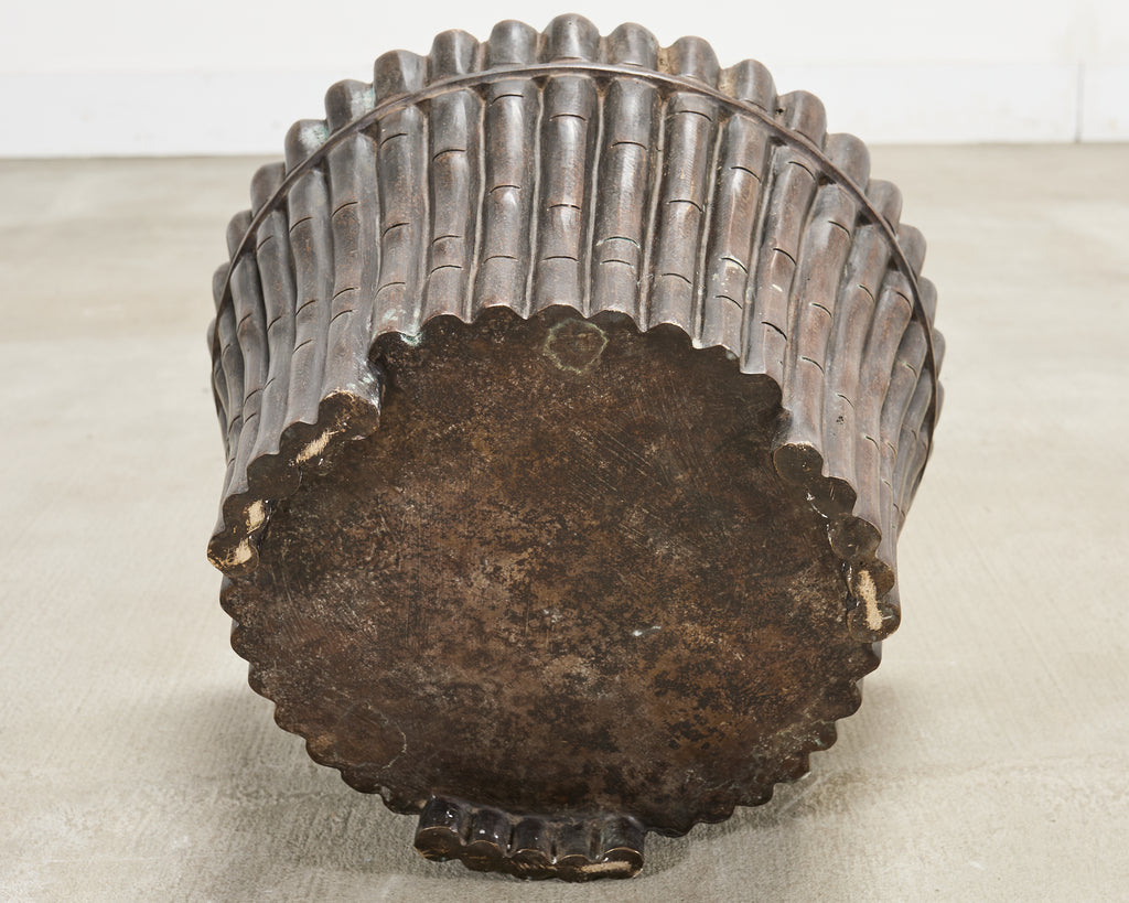 Set of Three Bronzed Faux-Bamboo Jardinières or Planters