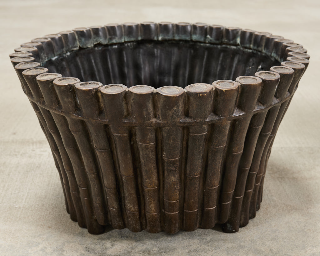 Set of Three Bronzed Faux-Bamboo Jardinières or Planters