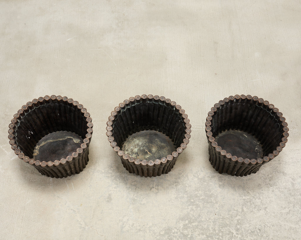 Set of Three Bronzed Faux-Bamboo Jardinières or Planters