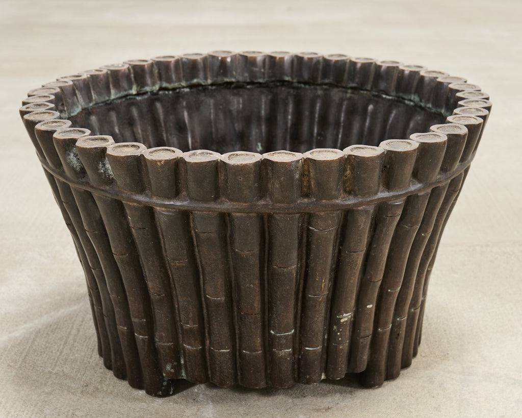 Set of Three Bronzed Faux-Bamboo Jardinières or Planters