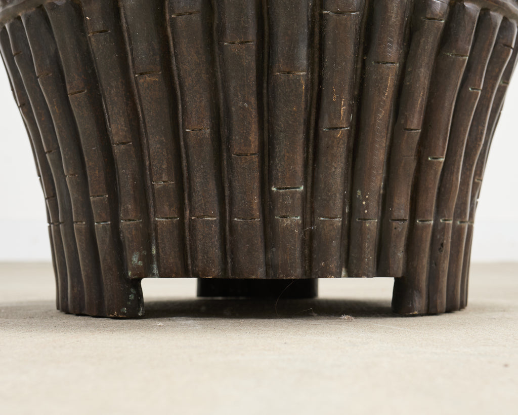 Set of Three Bronzed Faux-Bamboo Jardinières or Planters