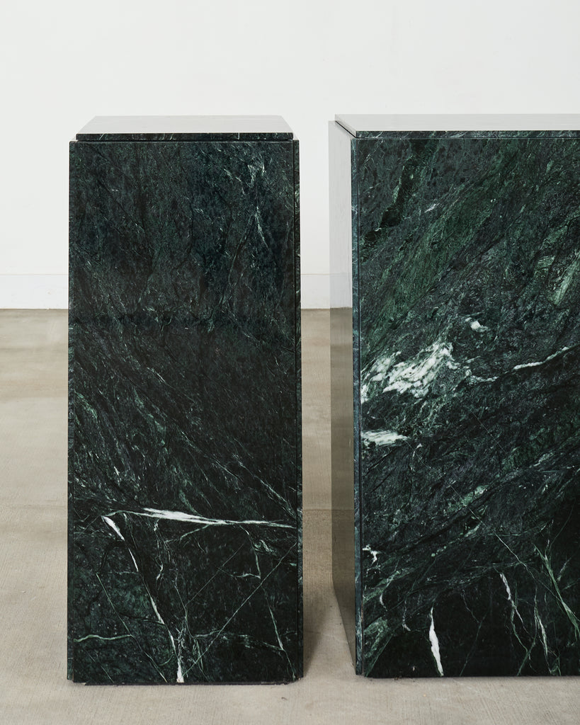 Trio of Italian Verdi Alpi Marble Pedestal Stands 41"h