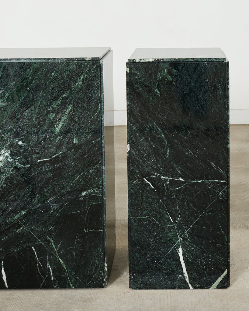 Trio of Italian Verdi Alpi Marble Pedestal Stands 41"h