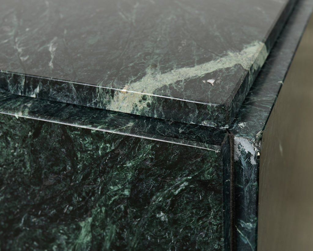 Trio of Italian Verdi Alpi Marble Pedestal Stands 41"h