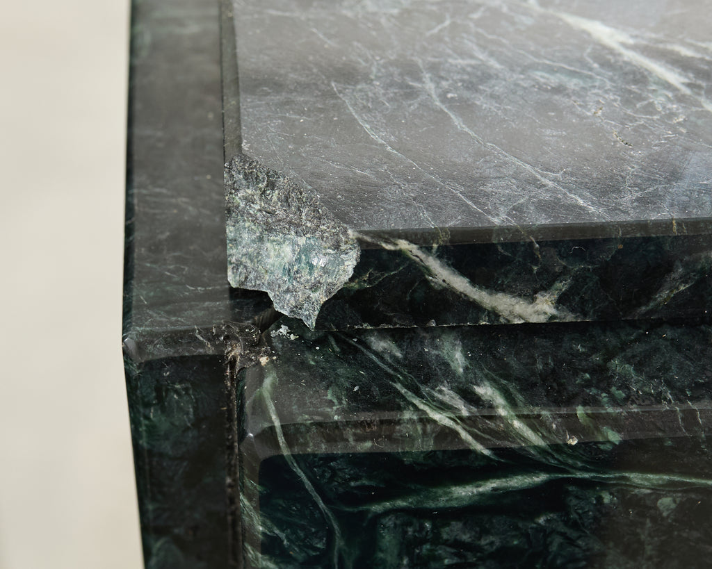 Trio of Italian Verdi Alpi Marble Pedestal Stands 41"h