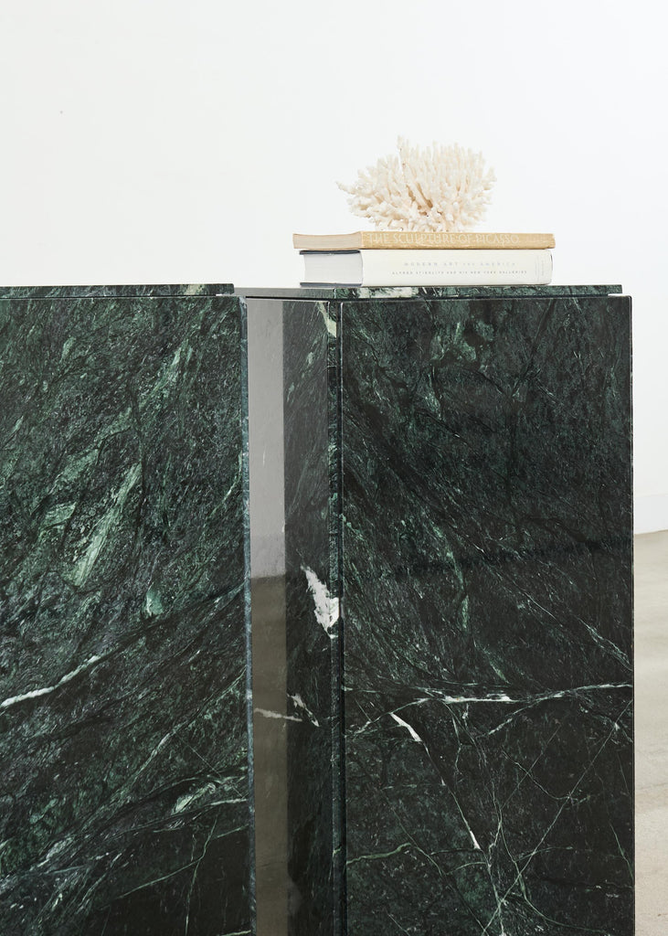 Trio of Italian Verdi Alpi Marble Pedestal Stands 41"h